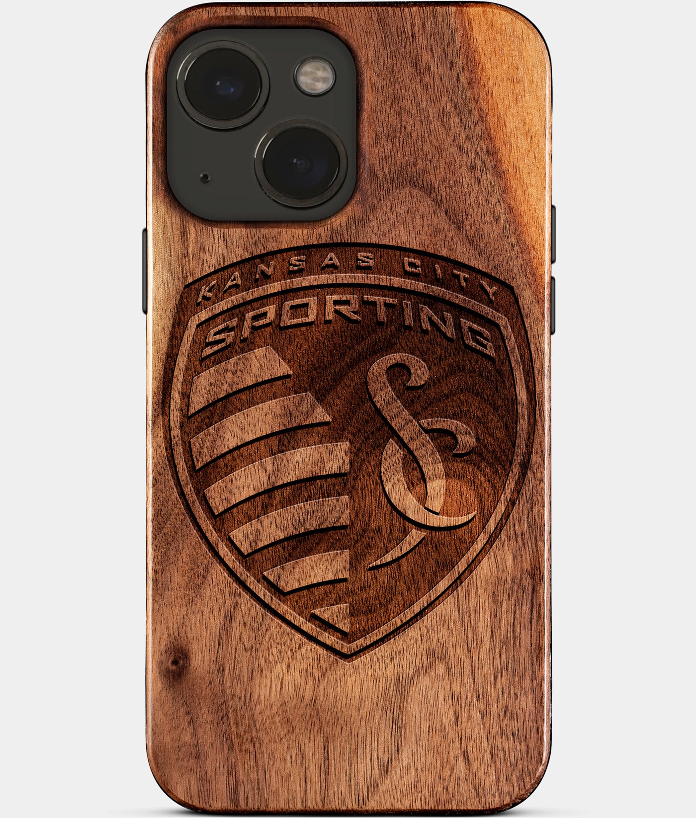 Eco-friendly Sporting Kansas City iPhone 15 Case - Carved Wood Custom Sporting Kansas City Gift For Him - Monogrammed Personalized iPhone 15 Cover By Engraved In Nature
