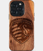 Eco-friendly Sporting Kansas City iPhone 15 Pro Case - Carved Wood Custom Sporting Kansas City Gift For Him - Monogrammed Personalized iPhone 15 Pro Cover By Engraved In Nature