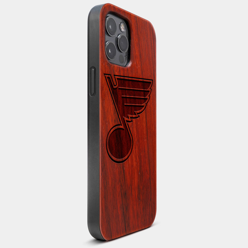 Best Wood St Louis Blues iPhone 13 Pro Case | Custom St Louis Blues Gift | Mahogany Wood Cover - Engraved In Nature