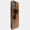 Best Wood St Louis Blues iPhone 13 Pro Case | Custom St Louis Blues Gift | Walnut Wood Cover - Engraved In Nature