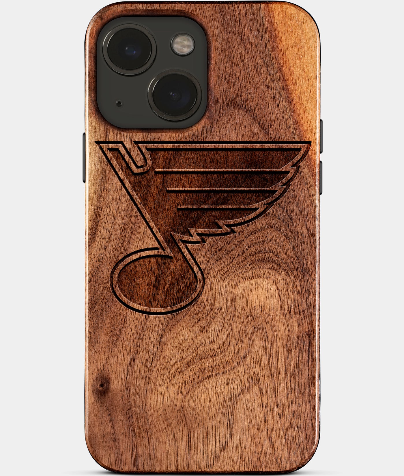 Eco-friendly St Louis Blues iPhone 15 Case - Carved Wood Custom St Louis Blues Gift For Him - Monogrammed Personalized iPhone 15 Cover By Engraved In Nature