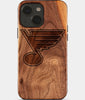 Eco-friendly St Louis Blues iPhone 15 Plus Case - Carved Wood Custom St Louis Blues Gift For Him - Monogrammed Personalized iPhone 15 Plus Cover By Engraved In Nature