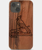 Carved Wood St Louis Cardinals iPhone 13 Case | Custom St Louis Cardinals Gift, Birthday Gift | Personalized Mahogany Wood Cover, Gifts For Him, Monogrammed Gift For Fan | by Engraved In Nature