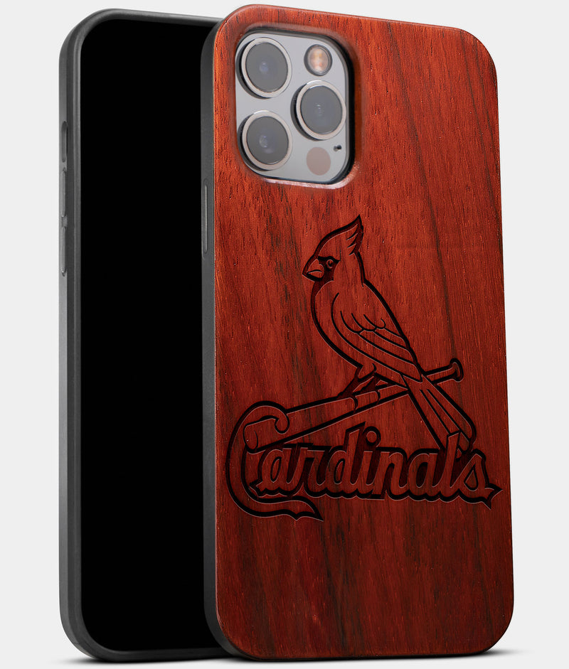 Best Wood St Louis Cardinals iPhone 13 Pro Case | Custom St Louis Cardinals Gift | Mahogany Wood Cover - Engraved In Nature