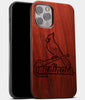 Best Wood St Louis Cardinals iPhone 13 Pro Case | Custom St Louis Cardinals Gift | Mahogany Wood Cover - Engraved In Nature