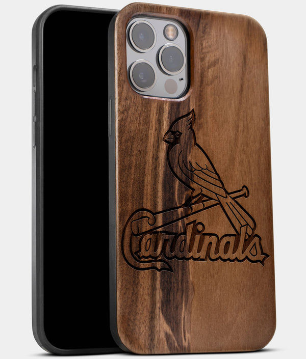 Best Wood St Louis Cardinals iPhone 13 Pro Case | Custom St Louis Cardinals Gift | Walnut Wood Cover - Engraved In Nature