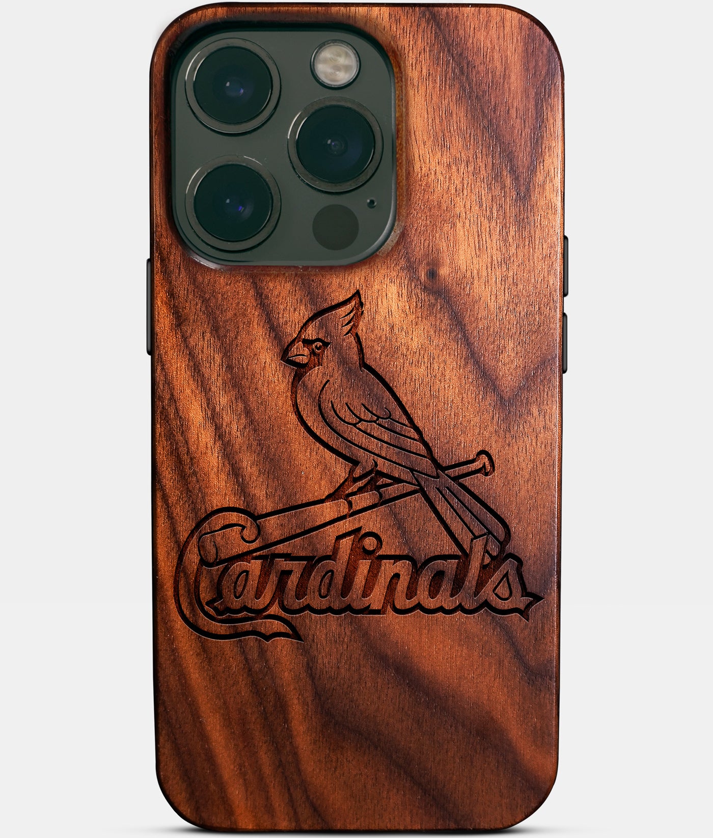 Eco-friendly St Louis Cardinals iPhone 14 Pro Case - Carved Wood Custom St Louis Cardinals Gift For Him - Monogrammed Personalized iPhone 14 Pro Cover By Engraved In Nature