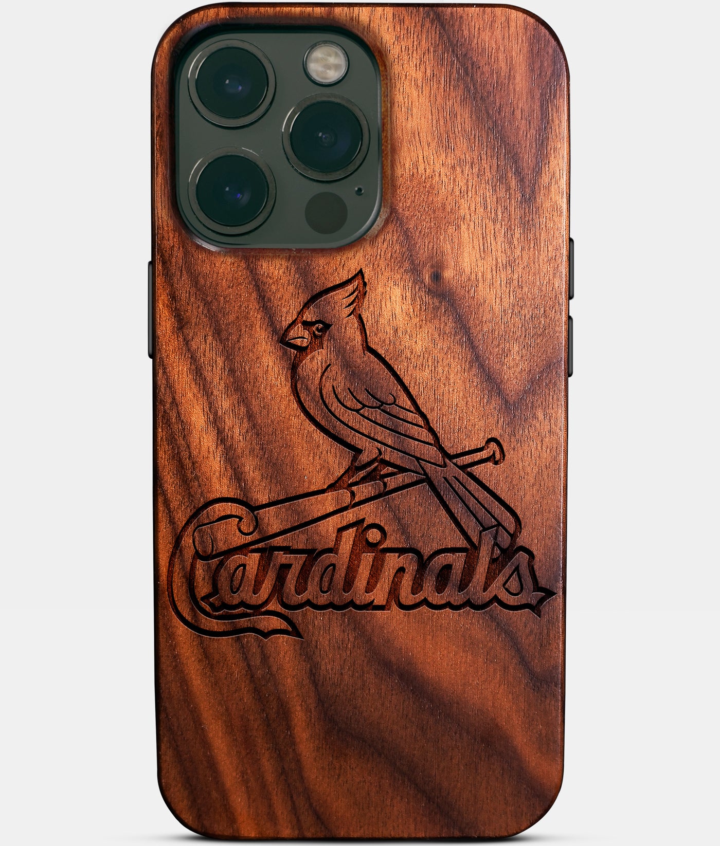 Eco-friendly St Louis Cardinals iPhone 14 Pro Max Case - Carved Wood Custom St Louis Cardinals Gift For Him - Monogrammed Personalized iPhone 14 Pro Max Cover By Engraved In Nature