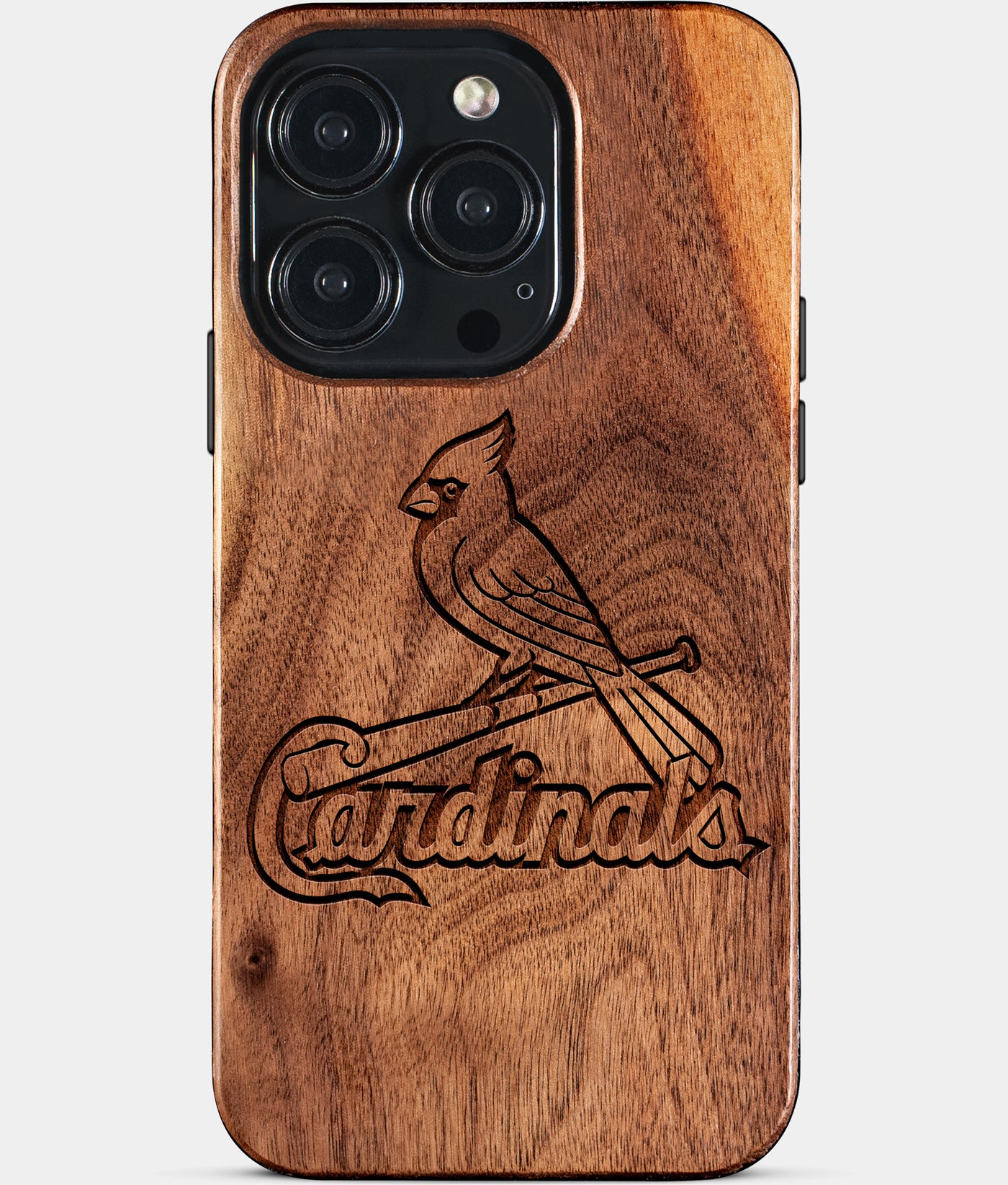 Eco-friendly St Louis Cardinals iPhone 15 Pro Case - Carved Wood Custom St Louis Cardinals Gift For Him - Monogrammed Personalized iPhone 15 Pro Cover By Engraved In Nature