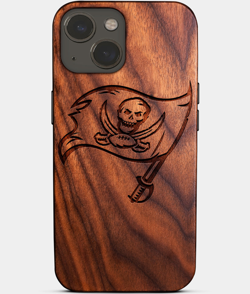 Eco-friendly Tampa Bay Buccaneers iPhone 14 Case - Carved Wood Custom Tampa Bay Buccaneers Gift For Him - Monogrammed Personalized iPhone 14 Cover By Engraved In Nature