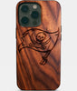 Eco-friendly Tampa Bay Buccaneers iPhone 14 Pro Max Case - Carved Wood Custom Tampa Bay Buccaneers Gift For Him - Monogrammed Personalized iPhone 14 Pro Max Cover By Engraved In Nature