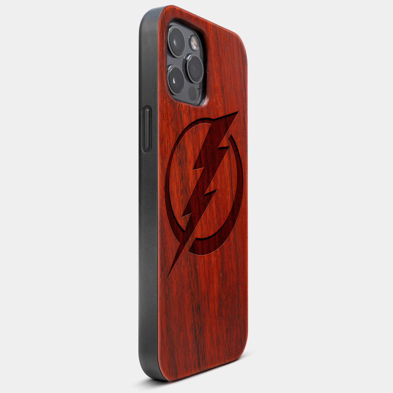 Best Wood Tampa Bay Lightning iPhone 13 Pro Max Case | Custom Tampa Bay Lightning Gift | Mahogany Wood Cover - Engraved In Nature