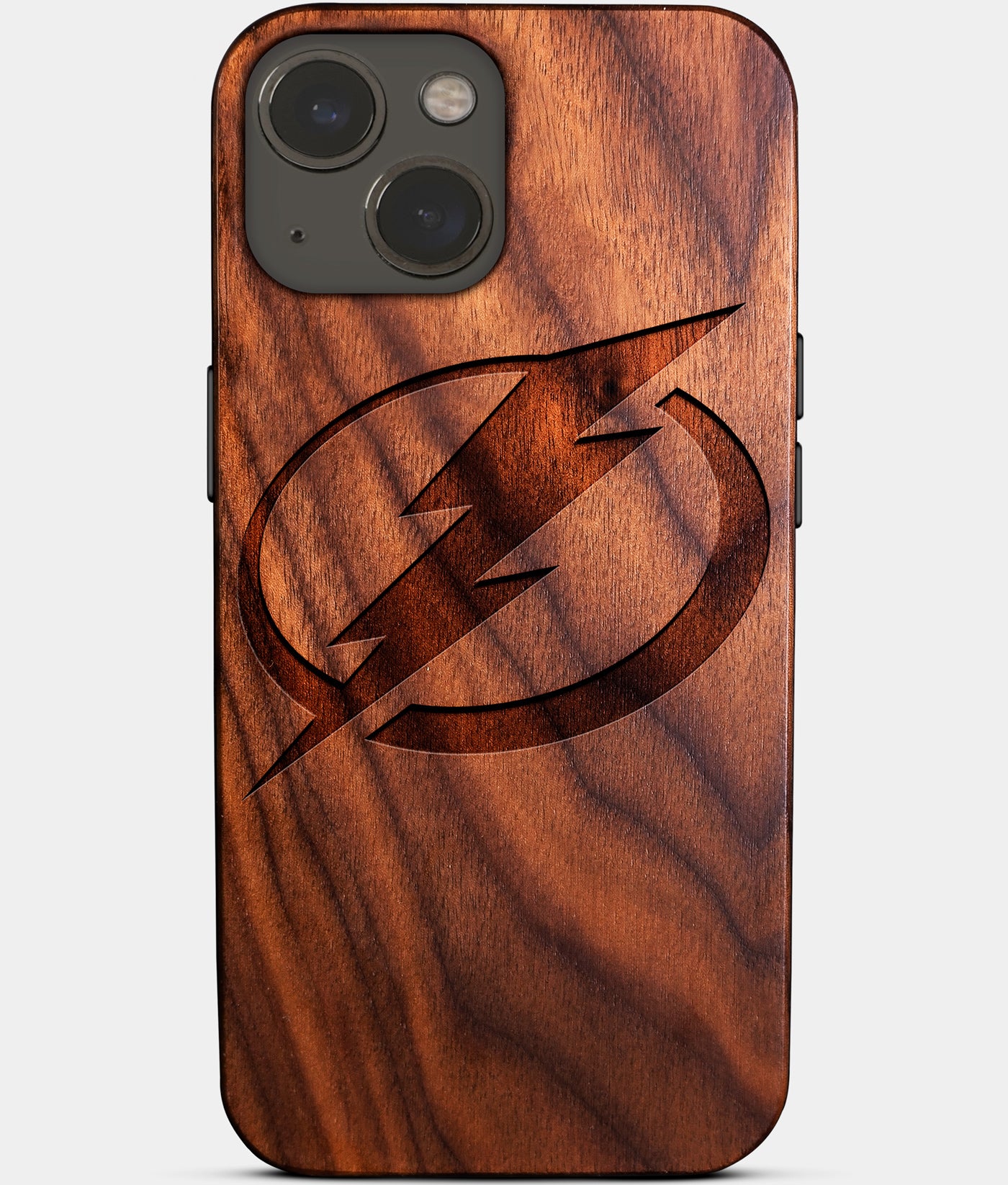 Eco-friendly Tampa Bay Lightning iPhone 14 Case - Carved Wood Custom Tampa Bay Lightning Gift For Him - Monogrammed Personalized iPhone 14 Cover By Engraved In Nature