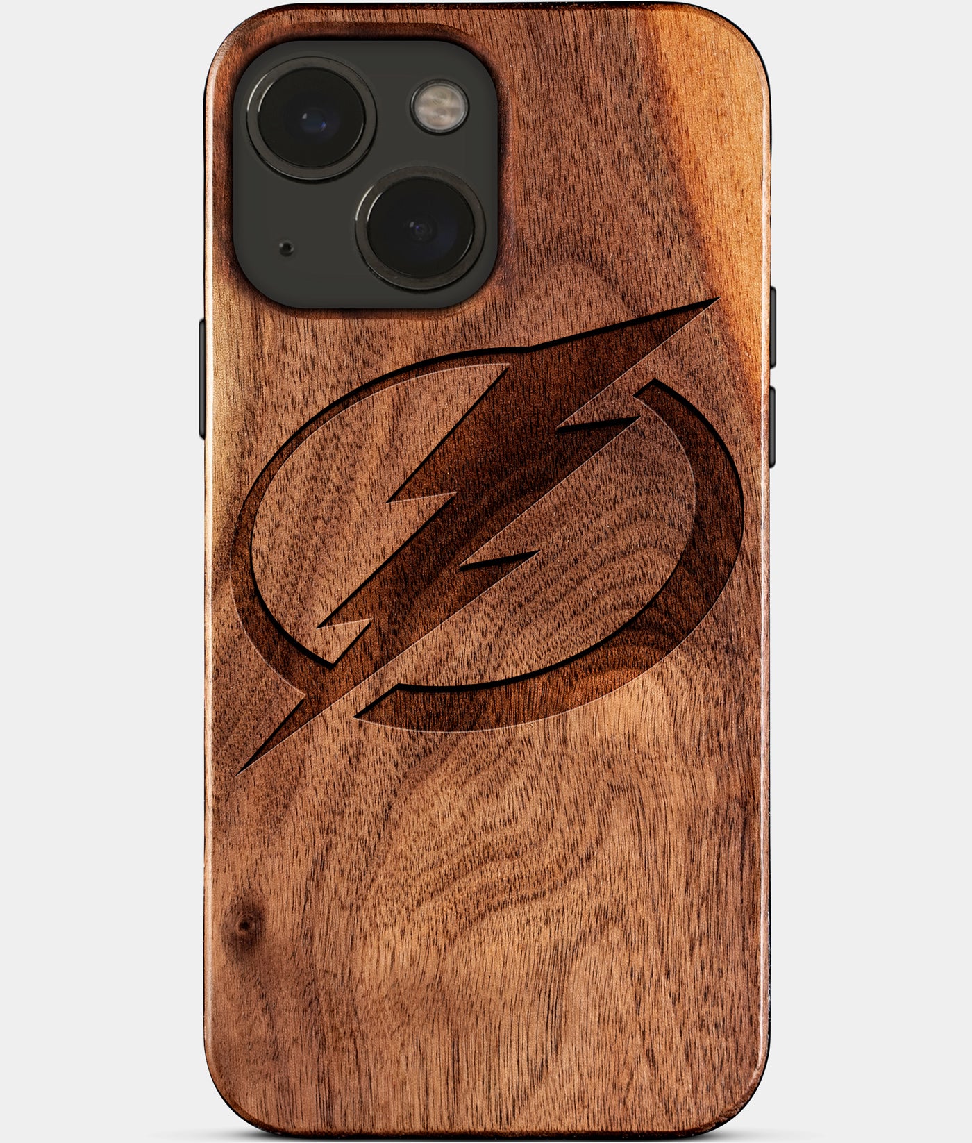 Eco-friendly Tampa Bay Lightning iPhone 15 Case - Carved Wood Custom Tampa Bay Lightning Gift For Him - Monogrammed Personalized iPhone 15 Cover By Engraved In Nature