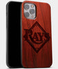 Best Wood Tampa Bay Rays iPhone 13 Pro Case | Custom Tampa Bay Rays Gift | Mahogany Wood Cover - Engraved In Nature