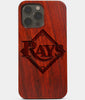 Carved Wood Tampa Bay Rays iPhone 13 Pro Case | Custom Tampa Bay Rays Gift, Birthday Gift | Personalized Mahogany Wood Cover, Gifts For Him, Monogrammed Gift For Fan | by Engraved In Nature