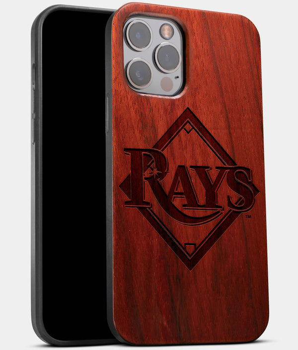 Best Wood Tampa Bay Rays iPhone 13 Pro Max Case | Custom Tampa Bay Rays Gift | Mahogany Wood Cover - Engraved In Nature
