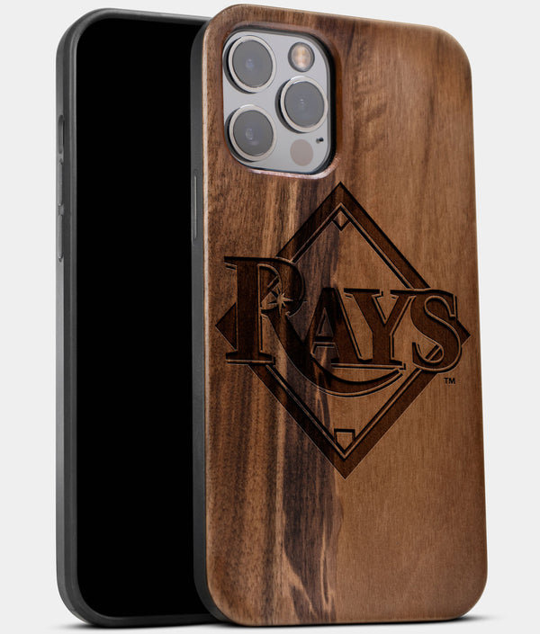 Best Wood Tampa Bay Rays iPhone 13 Pro Max Case | Custom Tampa Bay Rays Gift | Walnut Wood Cover - Engraved In Nature