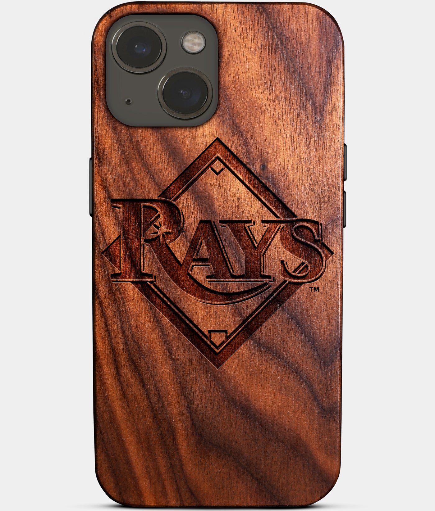 Eco-friendly Tampa Bay Rays iPhone 14 Plus Case - Carved Wood Custom Tampa Bay Rays Gift For Him - Monogrammed Personalized iPhone 14 Plus Cover By Engraved In Nature