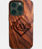 Eco-friendly Tampa Bay Rays iPhone 14 Pro Case - Carved Wood Custom Tampa Bay Rays Gift For Him - Monogrammed Personalized iPhone 14 Pro Cover By Engraved In Nature
