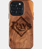 Eco-friendly Tampa Bay Rays iPhone 15 Pro Case - Carved Wood Custom Tampa Bay Rays Gift For Him - Monogrammed Personalized iPhone 15 Pro Cover By Engraved In Nature