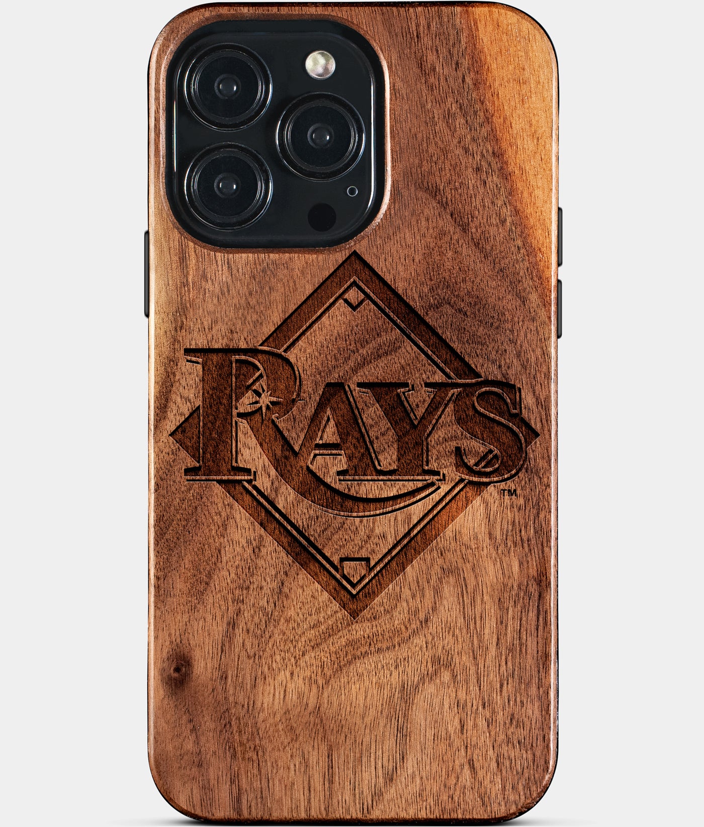Eco-friendly Tampa Bay Rays iPhone 15 Pro Max Case - Carved Wood Custom Tampa Bay Rays Gift For Him - Monogrammed Personalized iPhone 15 Pro Max Cover By Engraved In Nature