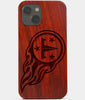 Carved Wood Tennessee Titans iPhone 13 Case | Custom Tennessee Titans Gift, Birthday Gift | Personalized Mahogany Wood Cover, Gifts For Him, Monogrammed Gift For Fan | by Engraved In Nature