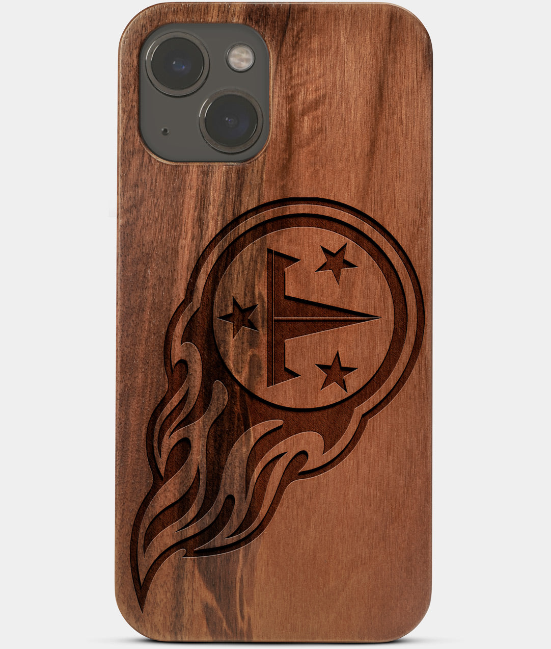 Carved Wood Tennessee Titans iPhone 13 Case | Custom Tennessee Titans Gift, Birthday Gift | Personalized Mahogany Wood Cover, Gifts For Him, Monogrammed Gift For Fan | by Engraved In Nature