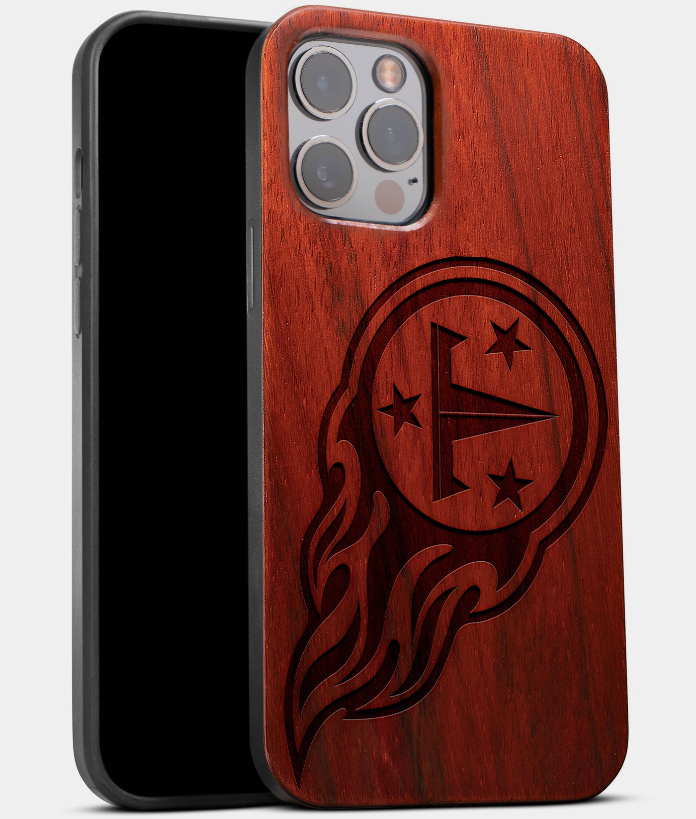 Best Wood Tennessee Titans iPhone 13 Pro Case | Custom Tennessee Titans Gift | Mahogany Wood Cover - Engraved In Nature