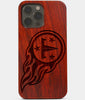 Carved Wood Tennessee Titans iPhone 13 Pro Case | Custom Tennessee Titans Gift, Birthday Gift | Personalized Mahogany Wood Cover, Gifts For Him, Monogrammed Gift For Fan | by Engraved In Nature