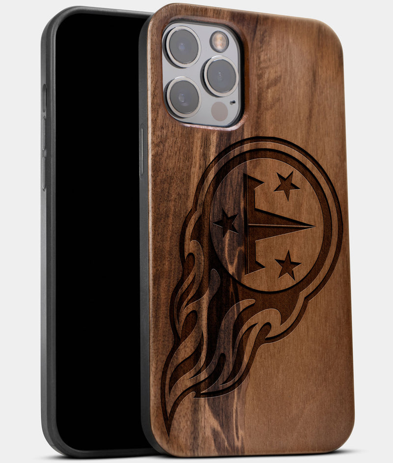 Best Wood Tennessee Titans iPhone 13 Pro Case | Custom Tennessee Titans Gift | Walnut Wood Cover - Engraved In Nature