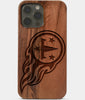 Carved Wood Tennessee Titans iPhone 13 Pro Case | Custom Tennessee Titans Gift, Birthday Gift | Personalized Mahogany Wood Cover, Gifts For Him, Monogrammed Gift For Fan | by Engraved In Nature
