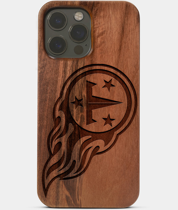 Carved Wood Tennessee Titans iPhone 13 Pro Max Case | Custom Tennessee Titans Gift, Birthday Gift | Personalized Mahogany Wood Cover, Gifts For Him, Monogrammed Gift For Fan | by Engraved In Nature