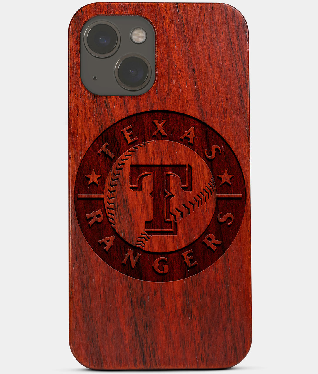 Carved Wood Texas Rangers iPhone 13 Case | Custom Texas Rangers Gift, Birthday Gift | Personalized Mahogany Wood Cover, Gifts For Him, Monogrammed Gift For Fan | by Engraved In Nature