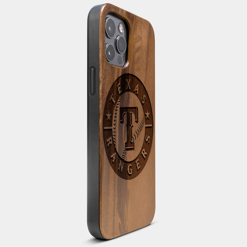 Best Wood Texas Rangers iPhone 13 Pro Case | Custom Texas Rangers Gift | Walnut Wood Cover - Engraved In Nature