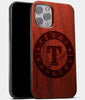 Best Wood Texas Rangers iPhone 13 Pro Max Case | Custom Texas Rangers Gift | Mahogany Wood Cover - Engraved In Nature