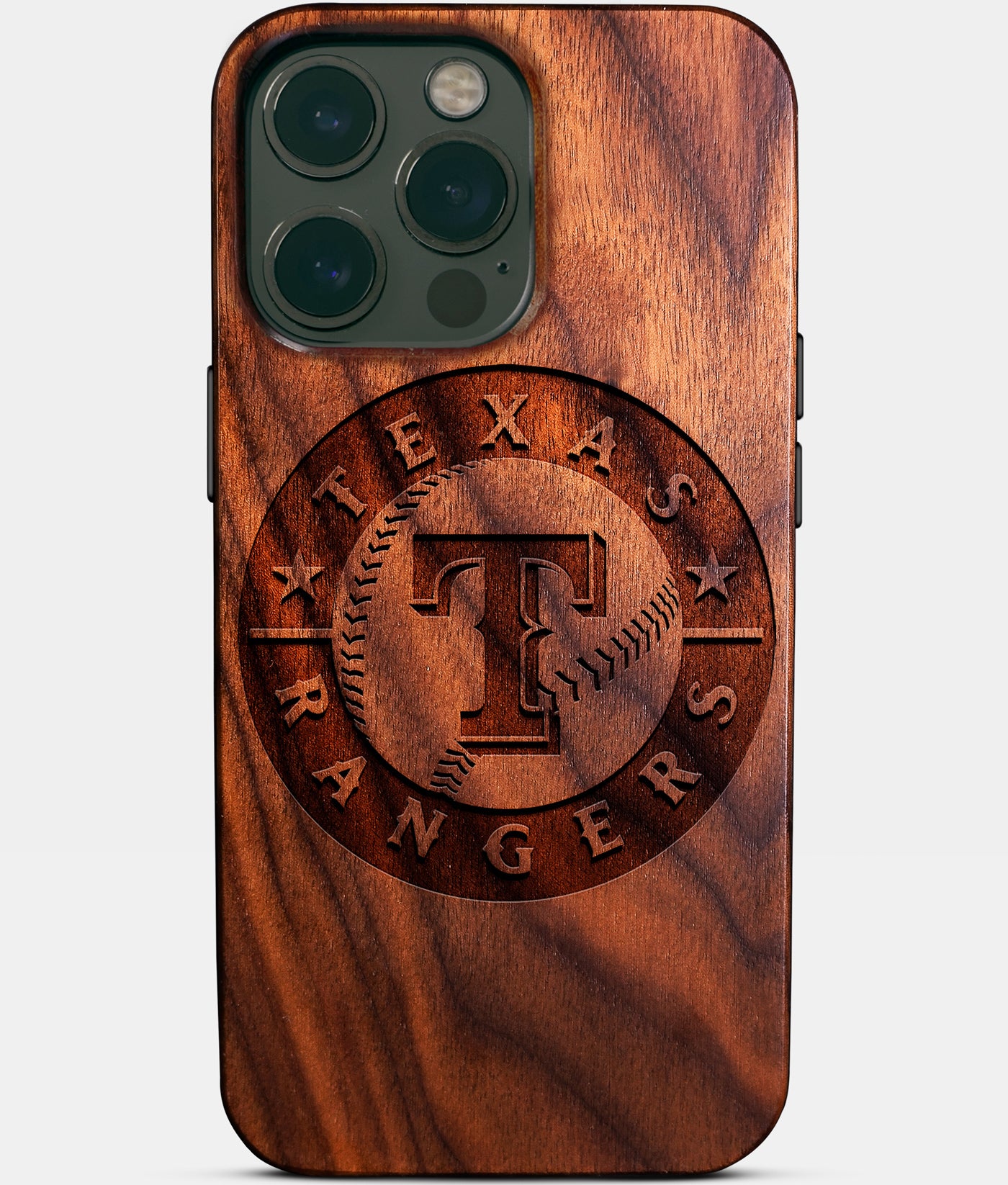 Eco-friendly Texas Rangers iPhone 14 Pro Max Case - Carved Wood Custom Texas Rangers Gift For Him - Monogrammed Personalized iPhone 14 Pro Max Cover By Engraved In Nature