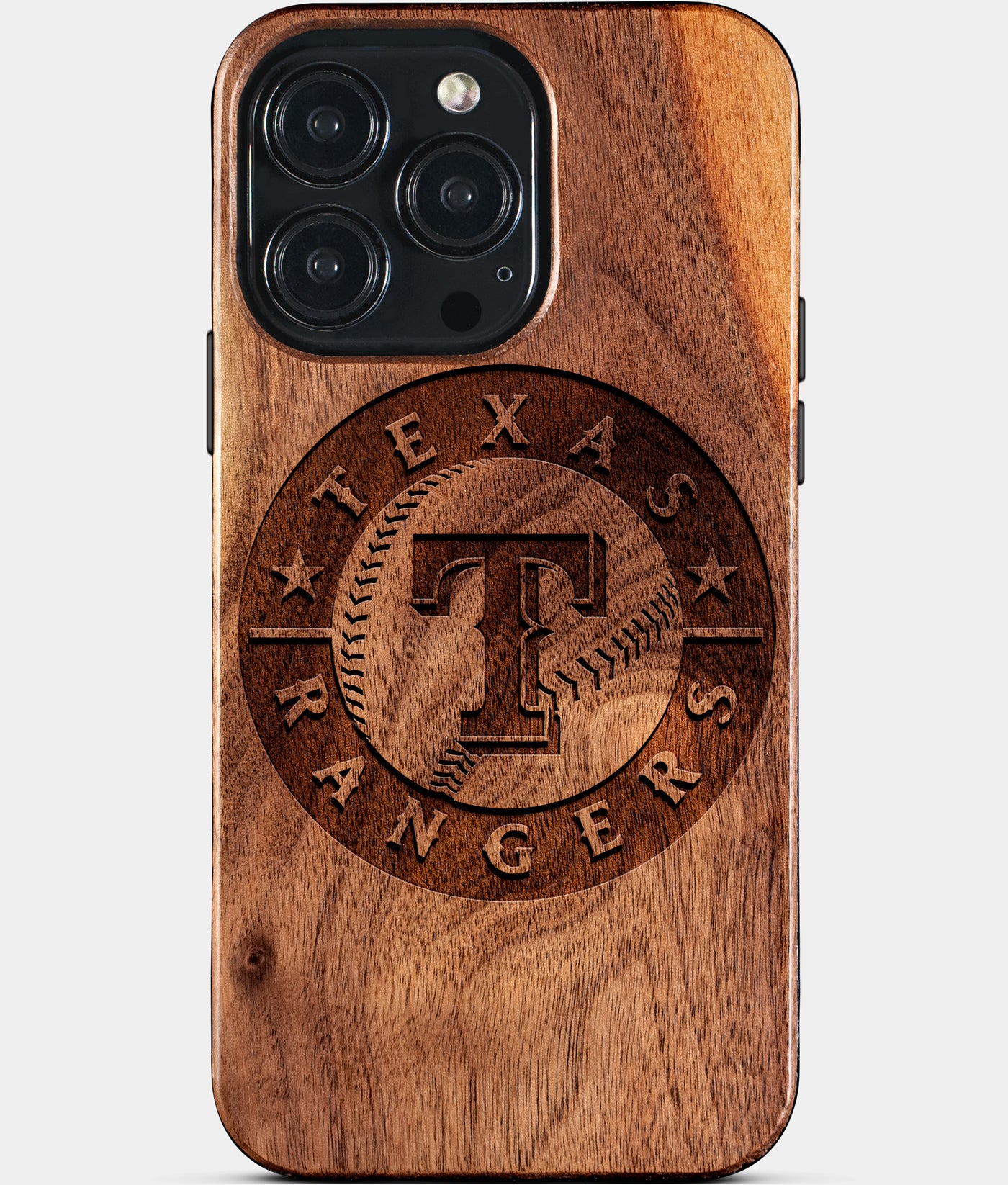 Eco-friendly Texas Rangers iPhone 15 Pro Max Case - Carved Wood Custom Texas Rangers Gift For Him - Monogrammed Personalized iPhone 15 Pro Max Cover By Engraved In Nature