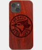 Carved Wood Toronto Blue Jays iPhone 13 Case | Custom Toronto Blue Jays Gift, Birthday Gift | Personalized Mahogany Wood Cover, Gifts For Him, Monogrammed Gift For Fan | by Engraved In Nature