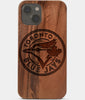 Carved Wood Toronto Blue Jays iPhone 13 Mini Case | Custom Toronto Blue Jays Gift, Birthday Gift | Personalized Mahogany Wood Cover, Gifts For Him, Monogrammed Gift For Fan | by Engraved In Nature