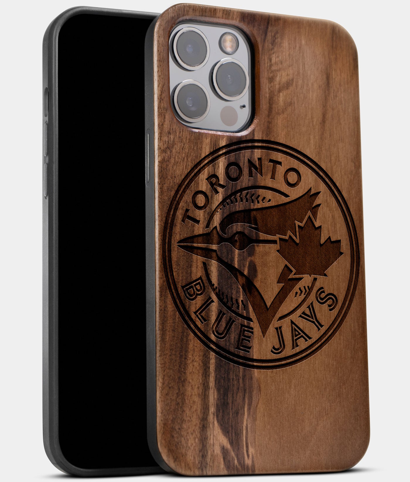 Best Wood Toronto Blue Jays iPhone 13 Pro Case | Custom Toronto Blue Jays Gift | Walnut Wood Cover - Engraved In Nature