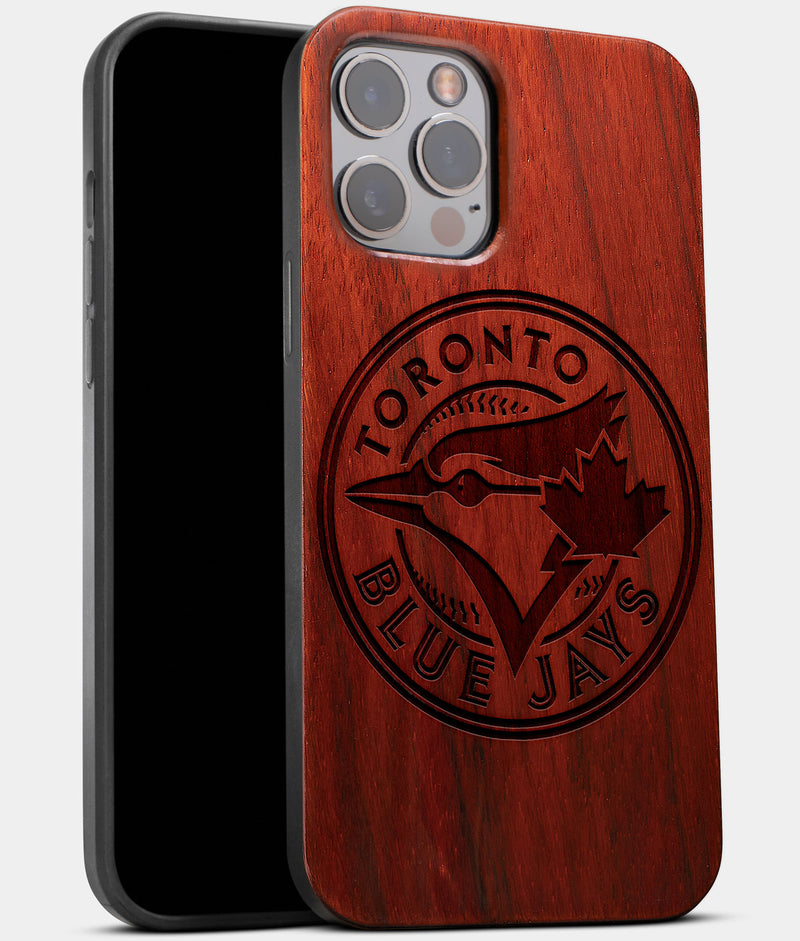 Best Wood Toronto Blue Jays iPhone 13 Pro Max Case | Custom Toronto Blue Jays Gift | Mahogany Wood Cover - Engraved In Nature