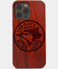 Carved Wood Toronto Blue Jays iPhone 13 Pro Max Case | Custom Toronto Blue Jays Gift, Birthday Gift | Personalized Mahogany Wood Cover, Gifts For Him, Monogrammed Gift For Fan | by Engraved In Nature