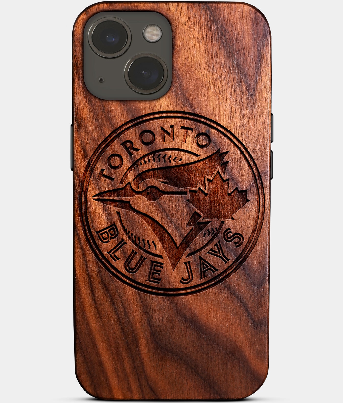 Eco-friendly Toronto Blue Jays iPhone 14 Plus Case - Carved Wood Custom Toronto Blue Jays Gift For Him - Monogrammed Personalized iPhone 14 Plus Cover By Engraved In Nature