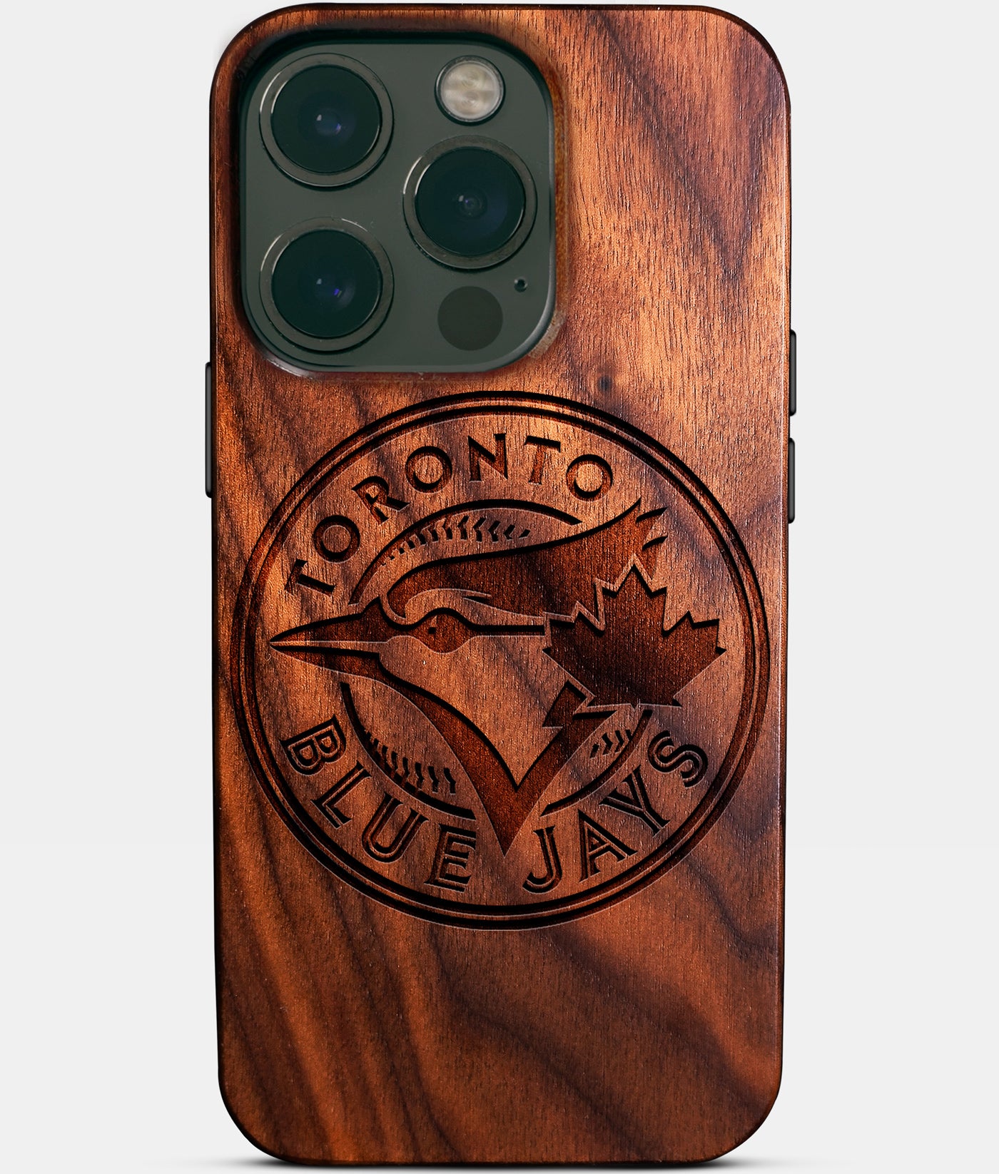 Eco-friendly Toronto Blue Jays iPhone 14 Pro Case - Carved Wood Custom Toronto Blue Jays Gift For Him - Monogrammed Personalized iPhone 14 Pro Cover By Engraved In Nature