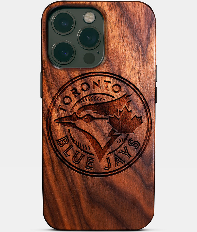 Eco-friendly Toronto Blue Jays iPhone 14 Pro Max Case - Carved Wood Custom Toronto Blue Jays Gift For Him - Monogrammed Personalized iPhone 14 Pro Max Cover By Engraved In Nature