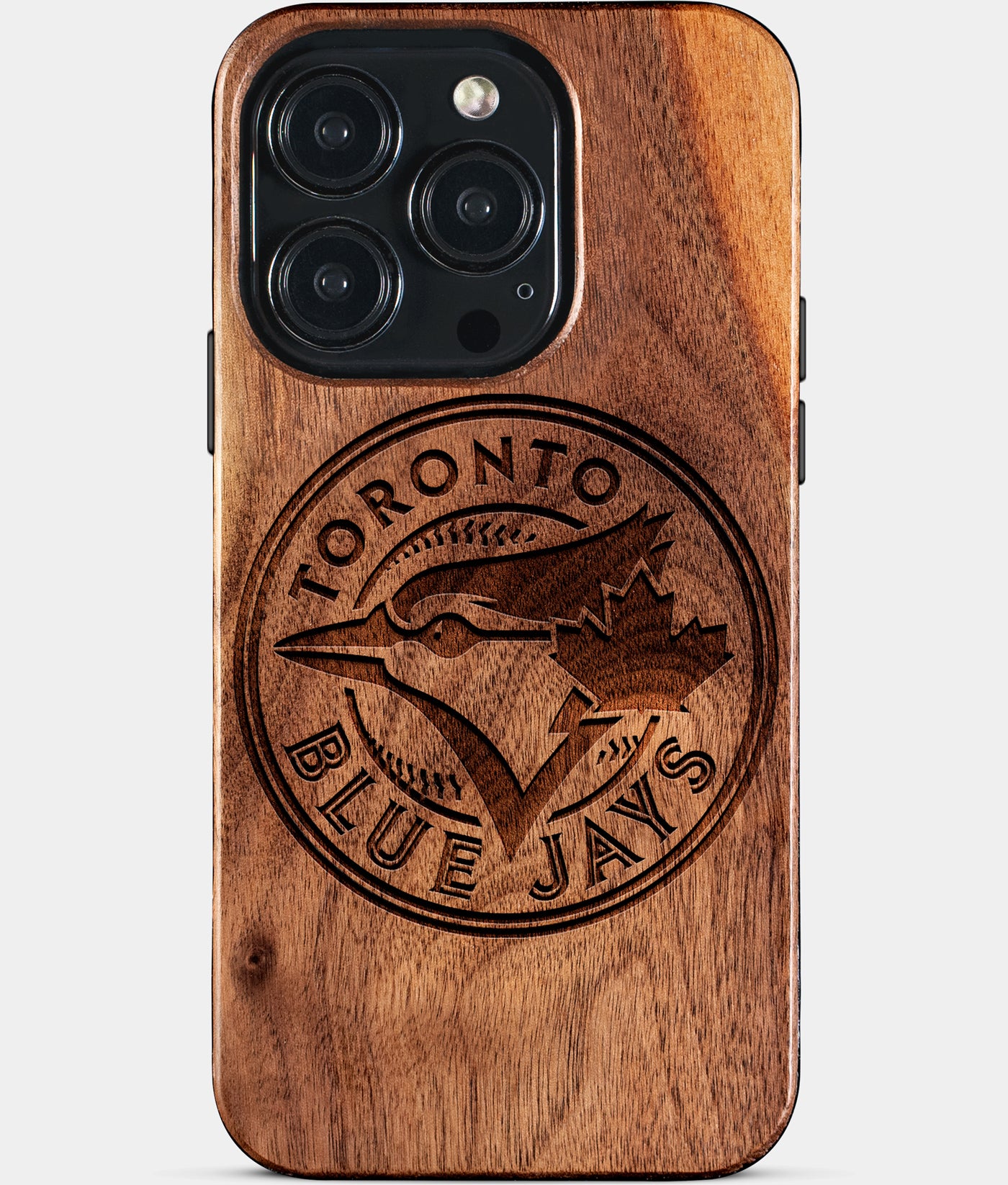 Eco-friendly Toronto Blue Jays iPhone 15 Pro Case - Carved Wood Custom Toronto Blue Jays Gift For Him - Monogrammed Personalized iPhone 15 Pro Cover By Engraved In Nature