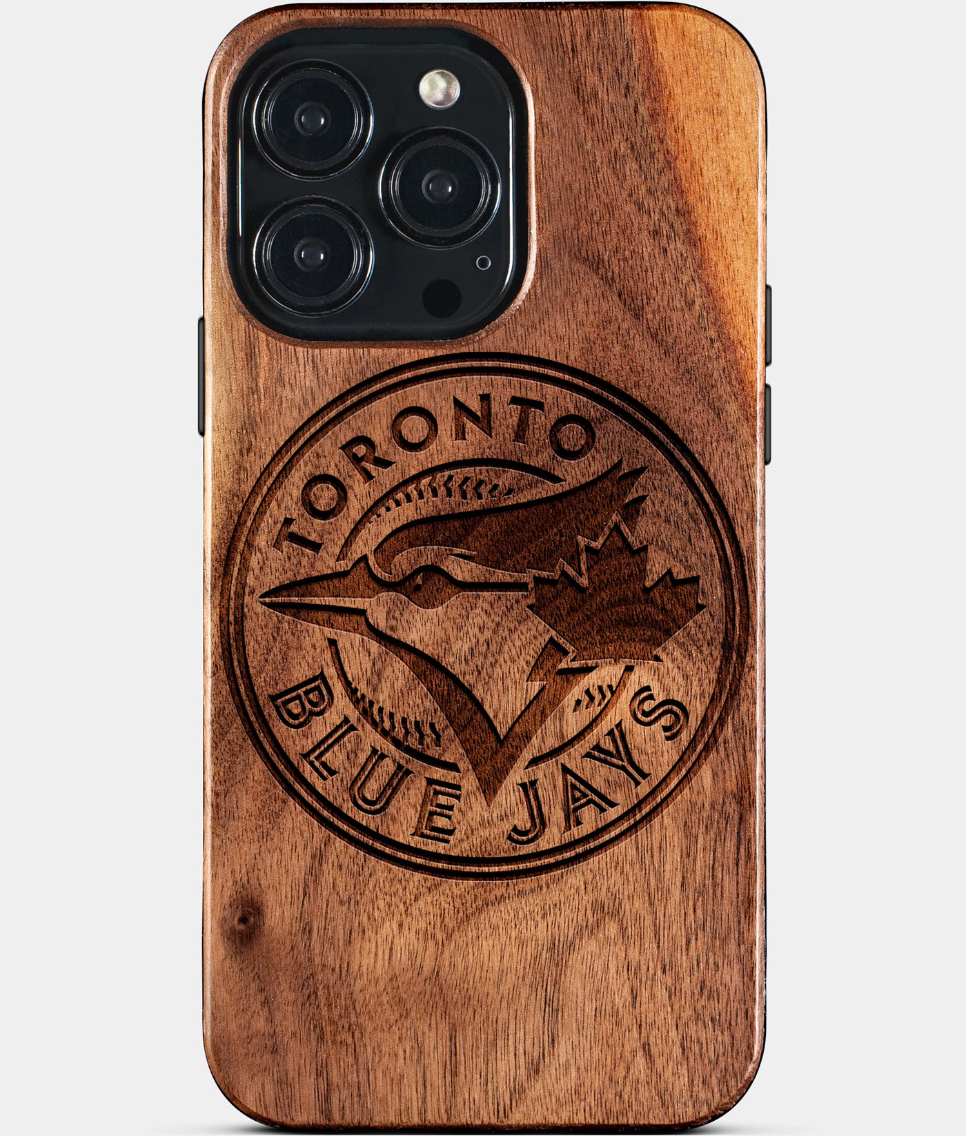 Eco-friendly Toronto Blue Jays iPhone 15 Pro Max Case - Carved Wood Custom Toronto Blue Jays Gift For Him - Monogrammed Personalized iPhone 15 Pro Max Cover By Engraved In Nature