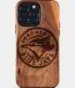 Eco-friendly Toronto Blue Jays iPhone 15 Pro Max Case - Carved Wood Custom Toronto Blue Jays Gift For Him - Monogrammed Personalized iPhone 15 Pro Max Cover By Engraved In Nature