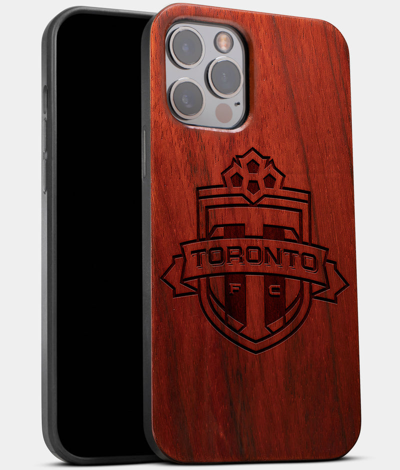 Best Wood Toronto FC iPhone 13 Pro Case | Custom Toronto FC Gift | Mahogany Wood Cover - Engraved In Nature